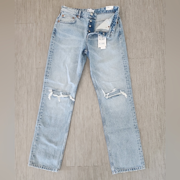 Zara Denim - Zara Ripped Mid-Rize Straight Jeans - Size 40 / 8